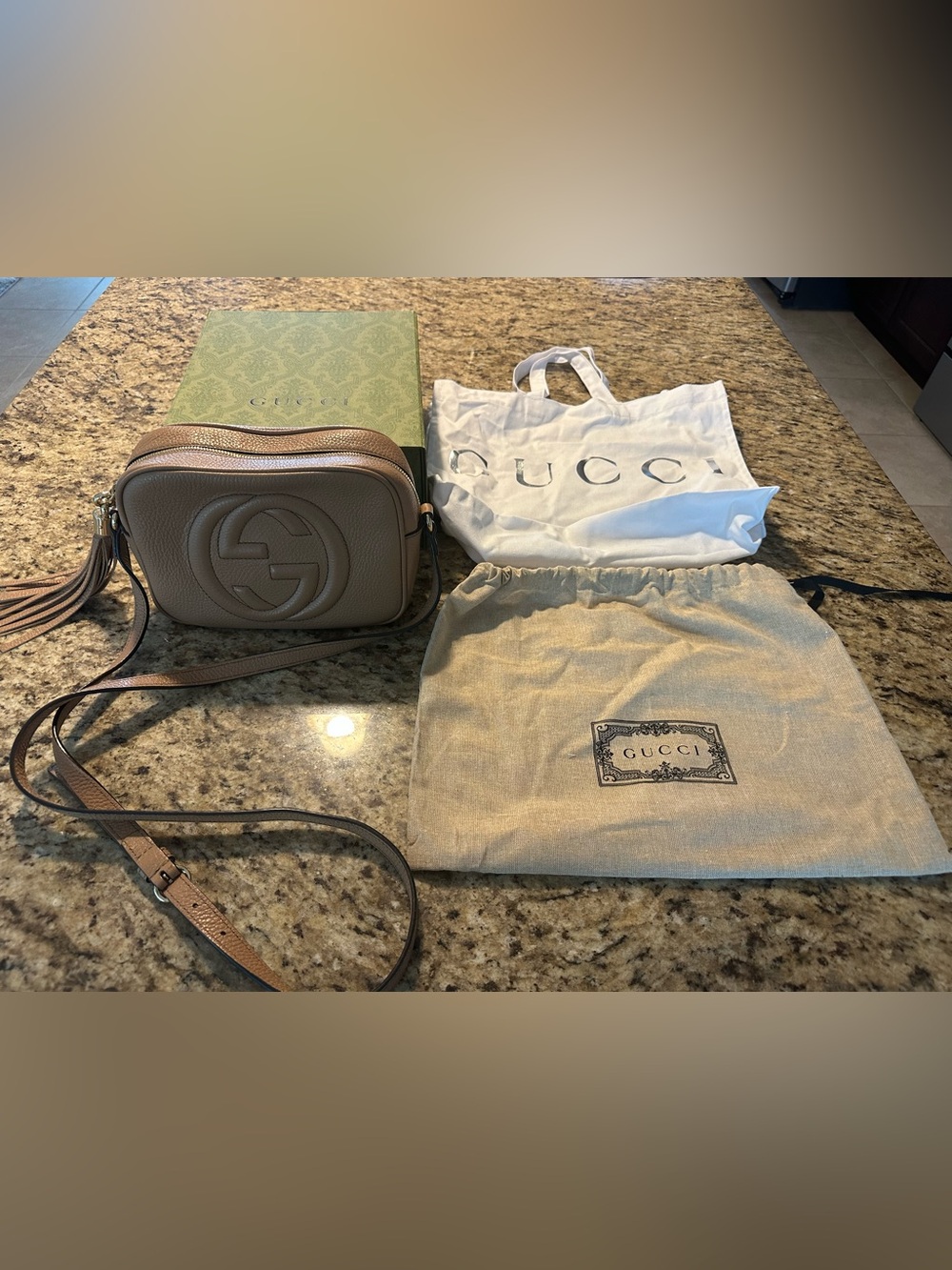 Gucci Soho Disco Crossbody Bag | Beige Leather | Authentic | Dust Bag Included
